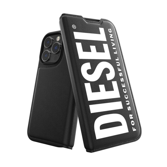 新品DIESEL 手帳型 iPhone13Pro Max ケース BK/WH