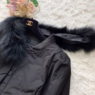 美品☆ TO BE CHIC ブルーフォックスファー ダウンコート リボンベルト