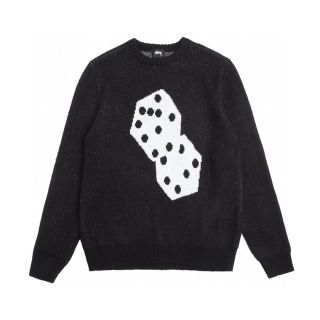 ステューシー(STUSSY)のステューシー モヘア ニット セーター Lサイズ ブラック ダイス(ニット/セーター)