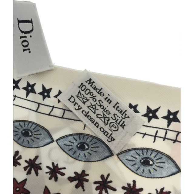Christian Dior(クリスチャンディオール)のクリスチャンディオール スカーフ 悪魔柄 シルク100% レディース レディースのファッション小物(バンダナ/スカーフ)の商品写真