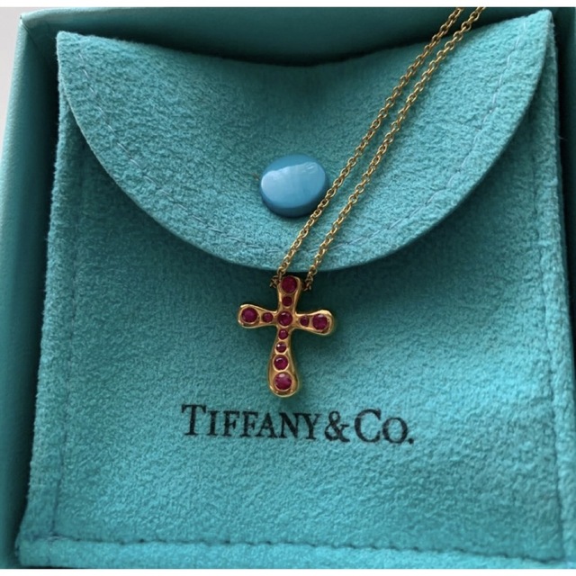 100 ％品質保証 TIFFANY&Co. ドッツ ルビー クロス ペンダント廃盤USED