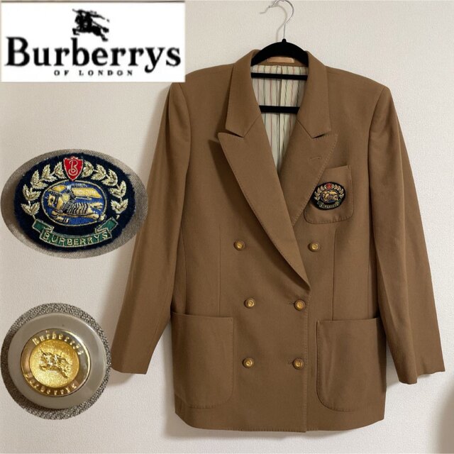 BURBERRY(バーバリー)の【希少】Burberrys ダブルテーラードジャケットキャメル金ボタン ワッペン レディースのジャケット/アウター(テーラードジャケット)の商品写真