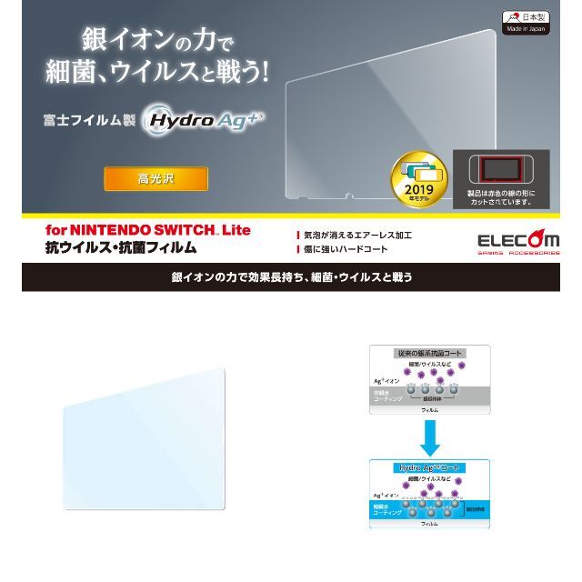 Nintendo Switch Lite 用 高光沢 抗菌 液晶保護フィルム エンタメ/ホビーのゲームソフト/ゲーム機本体(その他)の商品写真