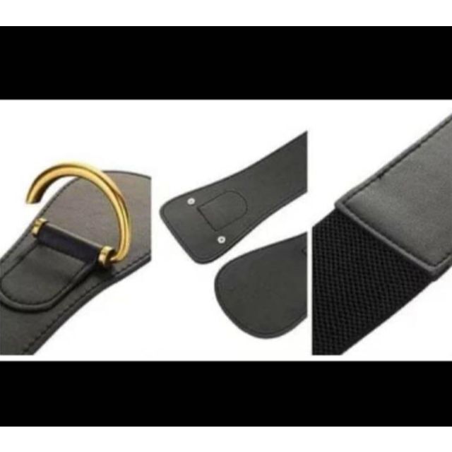 コーデにメリハリを❅ ベルト 太め 黒 ブラック ゴム フリーサイズ Ｄ型 レディースのファッション小物(ベルト)の商品写真