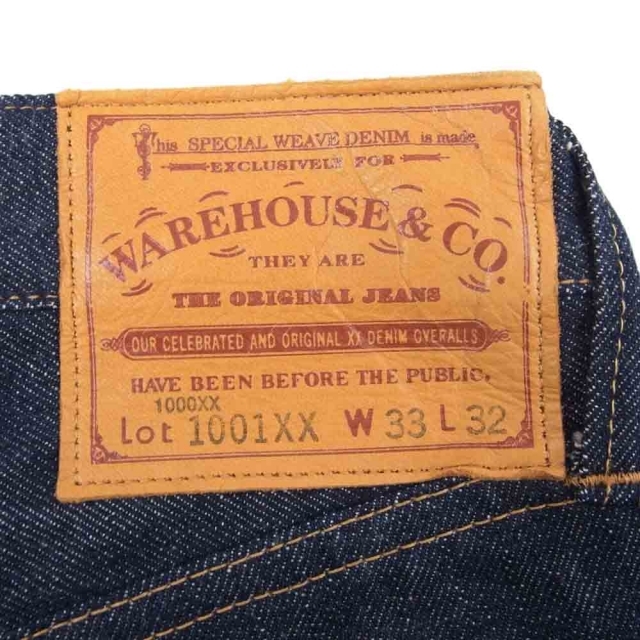 WAREHOUSE(ウエアハウス)のWAREHOUSE ウエアハウス 1001XX DEAD STOCK BLUE 1947 MODEL デッドストックブルー デニム パンツ インディゴブルー系 33【極上美品】【中古】 メンズのパンツ(その他)の商品写真