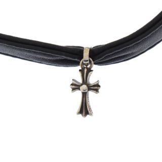 クロムハーツ(Chrome Hearts)のCHROME HEARTS クロムハーツ ベイビーファットクロス レザーチョーカー ネックレス(ネックレス)