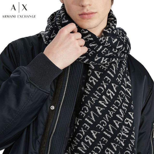 1 ARMANI EXCHANGE ブラック マフラー ストール