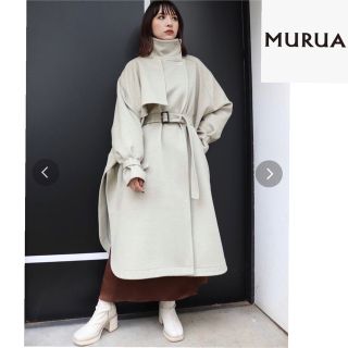 ムルーア(MURUA)のMURUA  ムルーア　スリットポンチョコート　アイボリー(ロングコート)