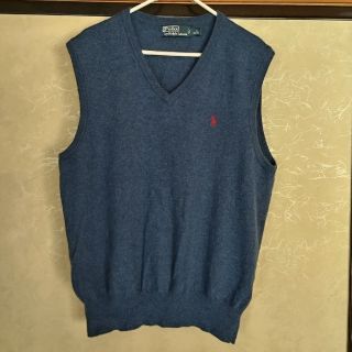 ポロラルフローレン(POLO RALPH LAUREN)のラルフローレン　ウール100%ニットベスト　メンズXL　ブルー系(ニット/セーター)