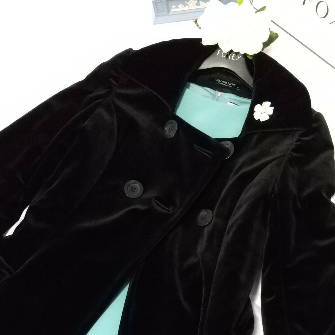 FOXEY美品????中綿ベロアコート38????ブラック | www.accentdental.com.au