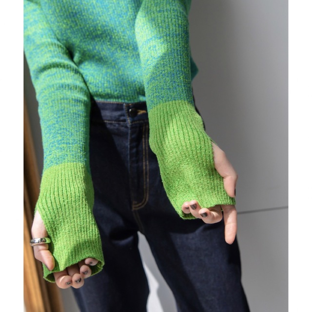 新品 ミックスカラー配色ハイネックリブニット VACANCY ヴァカンシー 5