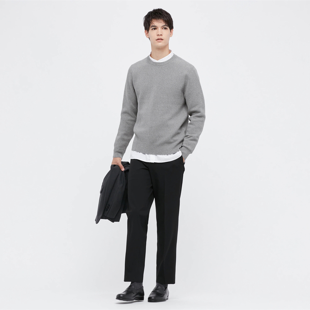 UNIQLO - ウォッシャブルストレッチミラノリブクルーネックセーター
