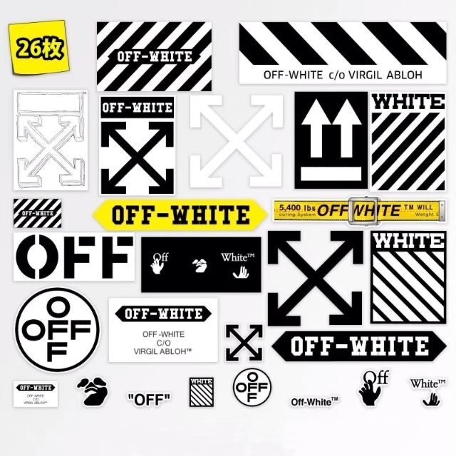 喜ばれる誕生日プレゼント Off-white ステッカー シール 防水 26枚セット