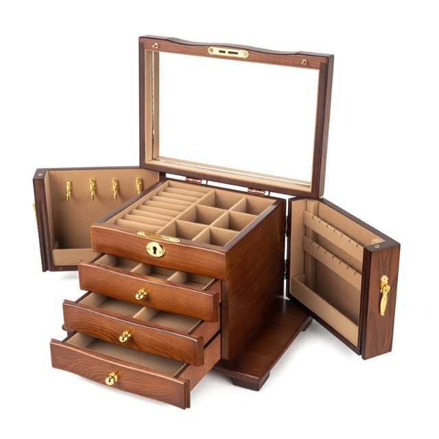 アクセサリーケース ４段 木製 アンティーク 木製収納 宝石箱 小物入れ