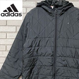 アディダス(adidas)のadidas ナイロン中綿入りジャケット ロゴプリント ブラック キッズサイズL(ジャケット/上着)