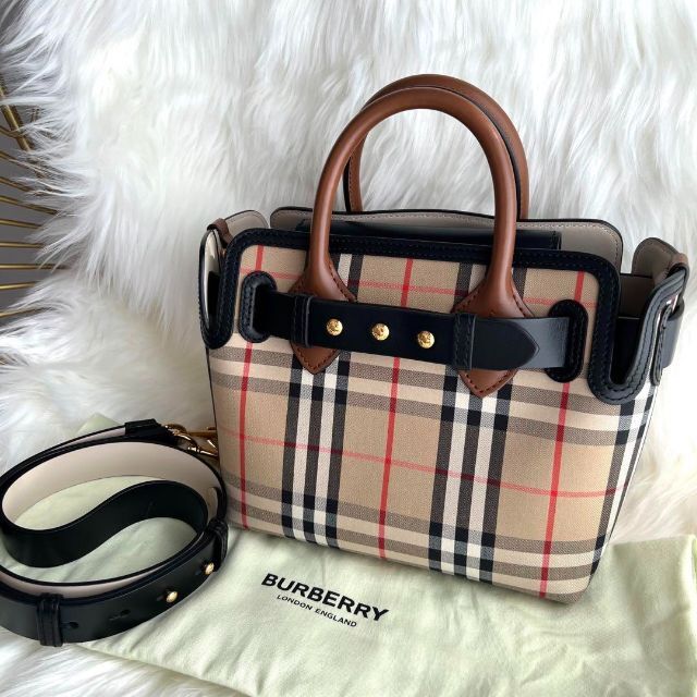 人気絶頂 BURBERRY 美品 バーバリー チェック ハンドバッグ ショルダー