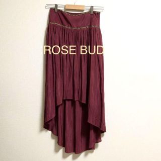 ローズバッドカップルズ(ROSE BUD)のローズ バッド  光沢　大人かわいい　セクシー　変形　フレアスカート　ボルドー(ロングスカート)
