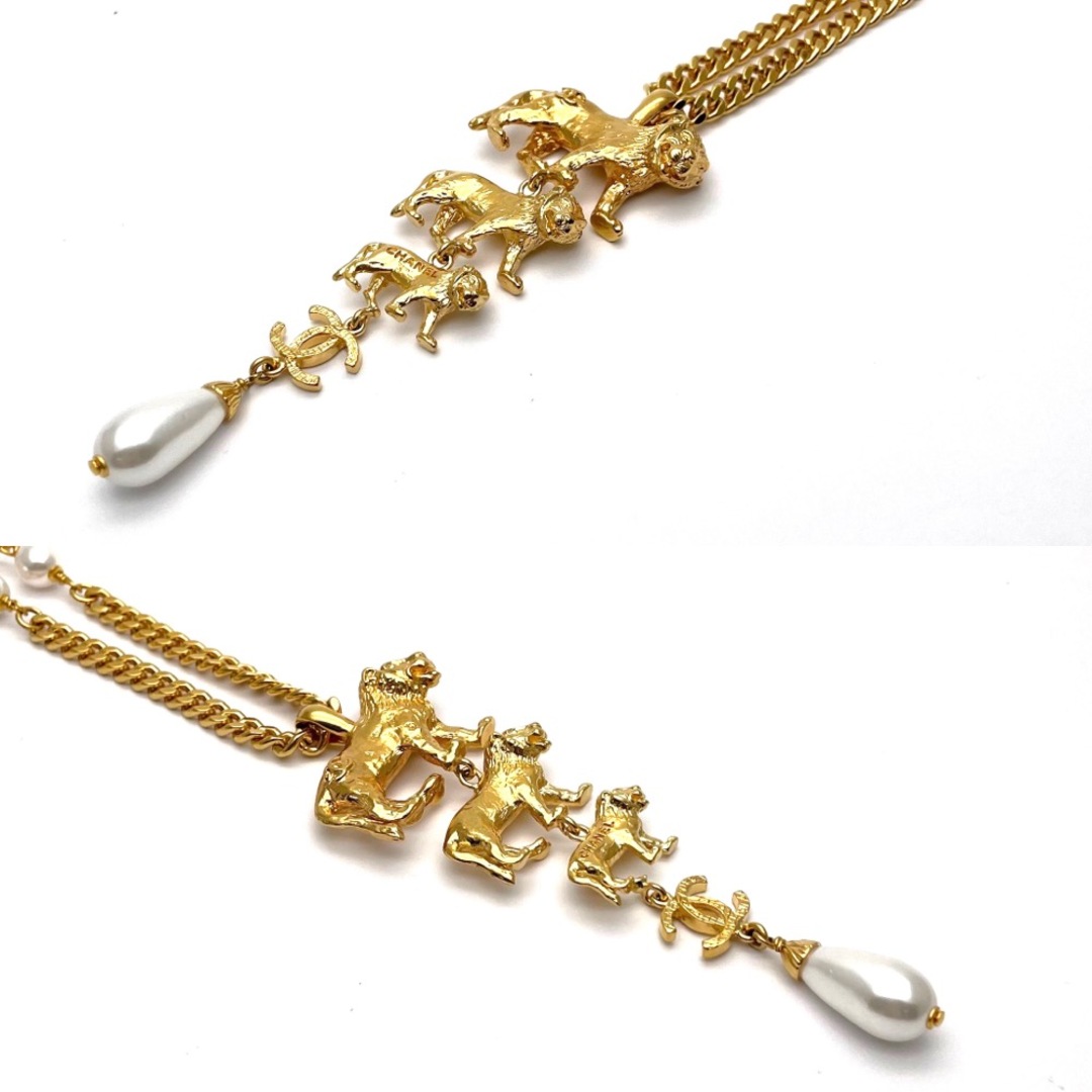 CHANEL シャネル ネックレス ココマーク チェーン ライオン ゴールド アクセサリー アジャスター付き 2022年 GP フェイクパール レディース 約62g 人気 美品【中古品】 - 3