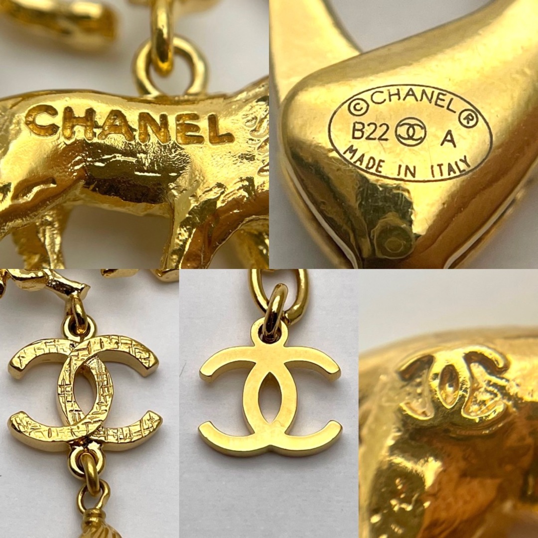 CHANEL シャネル ネックレス ココマーク チェーン ライオン ゴールド アクセサリー アジャスター付き 2022年 GP フェイクパール レディース 約62g 人気 美品【中古品】 - 5