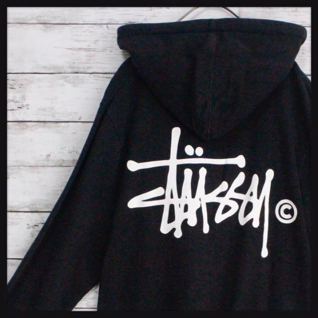 STUSSY ショーンフォント S グレー パーカー-