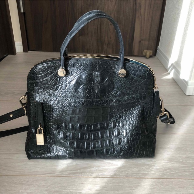 FURLA - FURLA PIPER ブラック クロコ柄