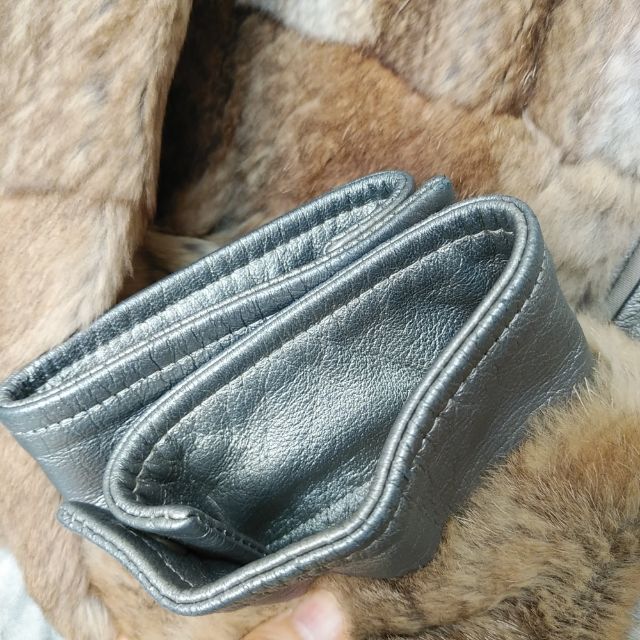 ICB ラビットファー 羊革 レザージャケット レディースM シルバー 6