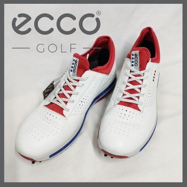 ○★訳有 未使用 ECCO GOLF COOL 定番 ゴルフシューズ 白×赤