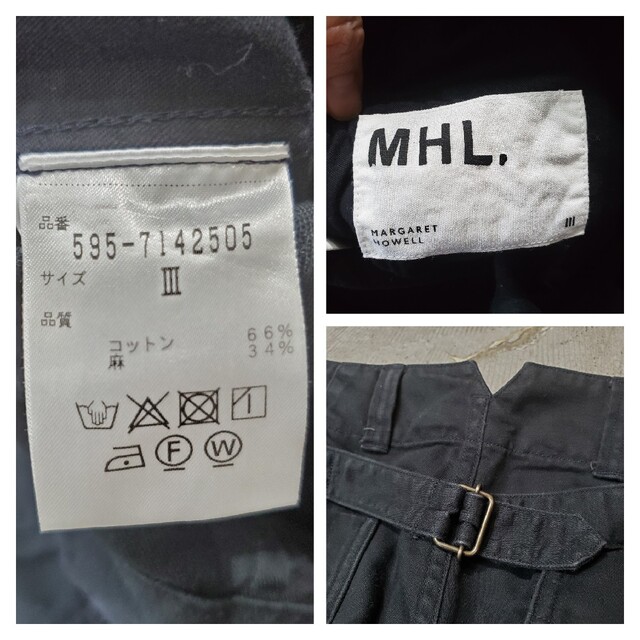 MHL.(エムエイチエル)のMHL エムエイチエル ワイド ワーク パンツ pants ブラック サイズ 3 レディースのパンツ(ワークパンツ/カーゴパンツ)の商品写真