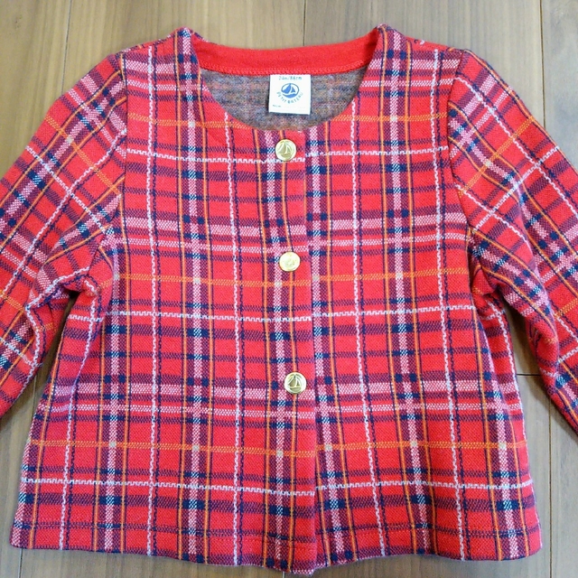 PETIT BATEAU(プチバトー)のプチバトー　チェックカーディガン　24m　86cm キッズ/ベビー/マタニティのキッズ服女の子用(90cm~)(カーディガン)の商品写真