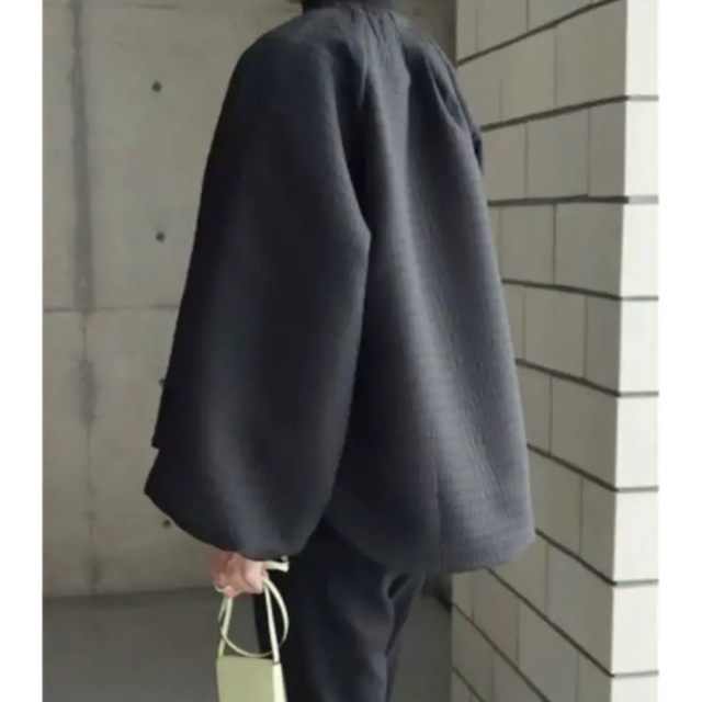 新品ella バルーンスリーブ 黒 ジャガード ブルゾン 『2年保証