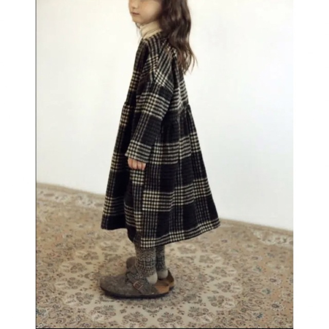 SCON*キッズ*チェックワンピース*ブラウン*S*90〜100 キッズ/ベビー/マタニティのキッズ服女の子用(90cm~)(ワンピース)の商品写真