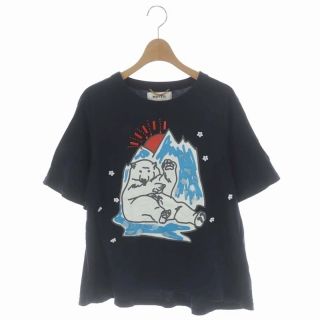 ミュベール(MUVEIL)のミュベール muveil Tシャツ シロクマ ビジュー カットソー 半袖 紺(Tシャツ(半袖/袖なし))