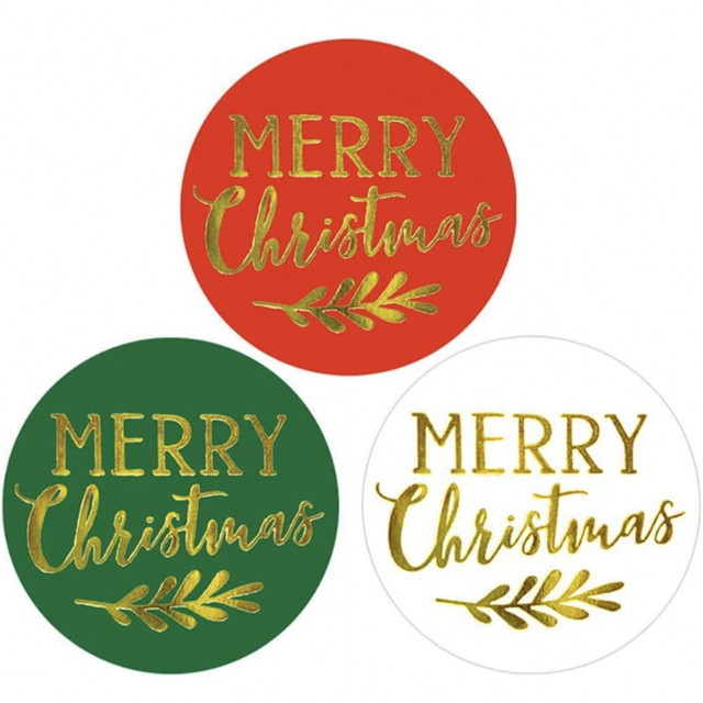メリークリスマス　3色　ラッピング シール 30枚 ハンドメイドの文具/ステーショナリー(カード/レター/ラッピング)の商品写真