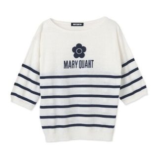 マリークワント(MARY QUANT)のマリークワント　ボーダー柄プルオーバー 白(ニット/セーター)