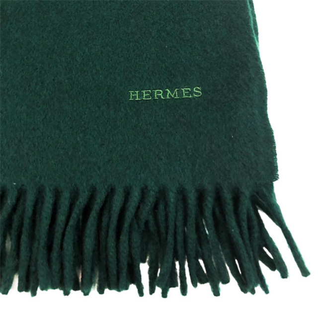 Hermes(エルメス)のエルメス 大判ストール カシミヤ ダークグリーン ショール マフラーカーキ レディースのファッション小物(ストール/パシュミナ)の商品写真