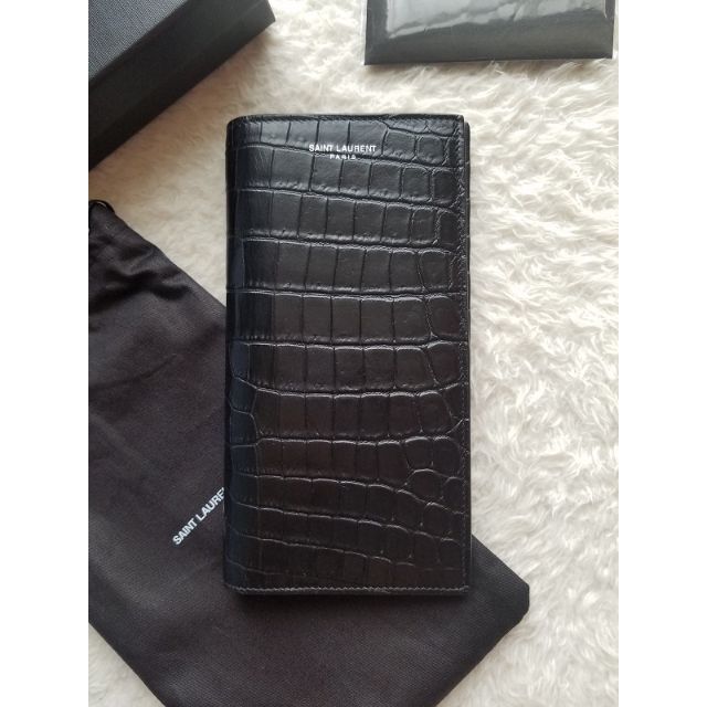 税込) Saint Laurent 長財布 2つ折り クロコ サンローラン LAURENT