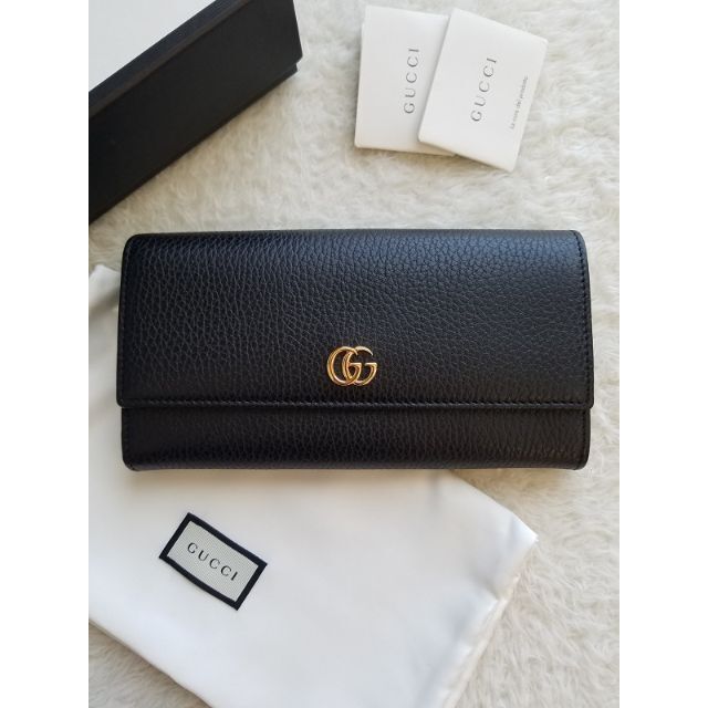GUCCI グッチ プチマーモント レザー フラップ 長財布-