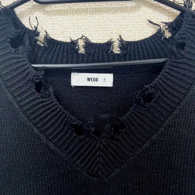 WEGO(ウィゴー)のWEGO クラッシュニットベスト　ブラック レディースのトップス(ニット/セーター)の商品写真