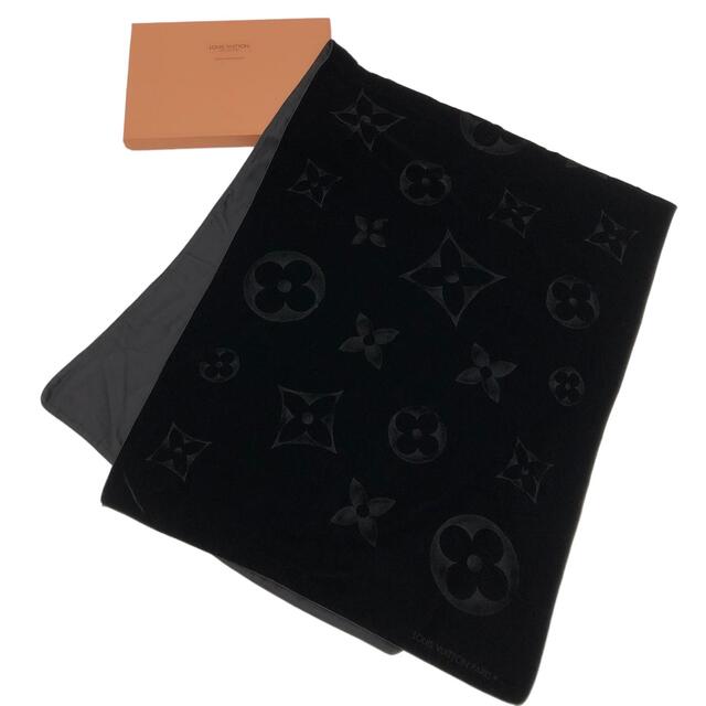 逸品】 LOUIS VUITTON 黒 ストール マフラー ベロア モノグラム柄 ルイ