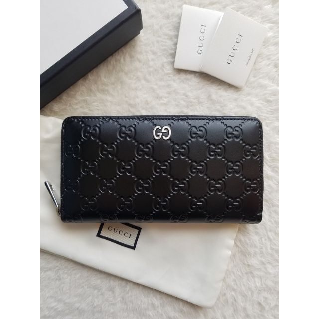 春のコレクション Gucci 長財布 ジップ レザー シグネチャー グッチ GUCCI 長財布