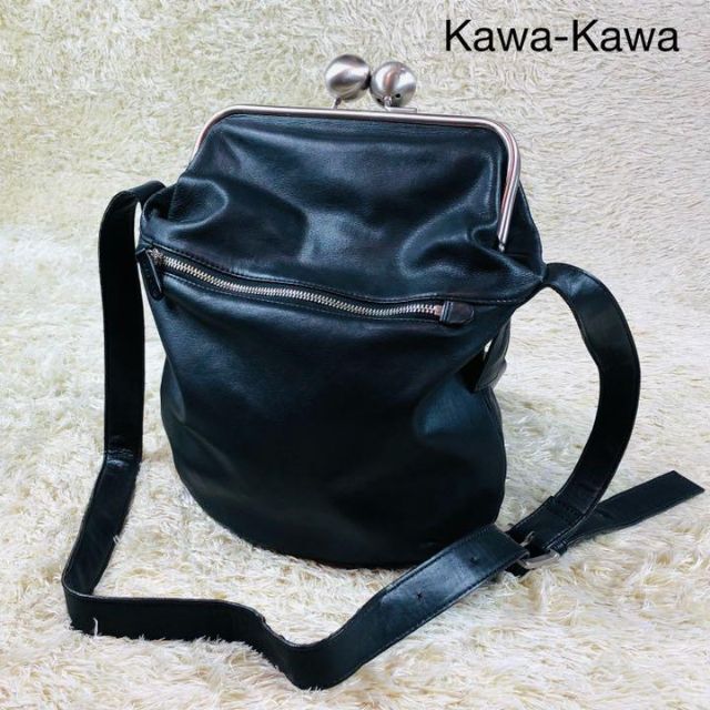 安い買付 美品 ️カワカワ クチガネ ショルダーバッグ がま口 ブラック