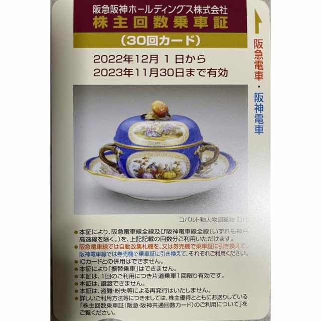 阪急阪神ホールディング　株主回数乗車証  30回