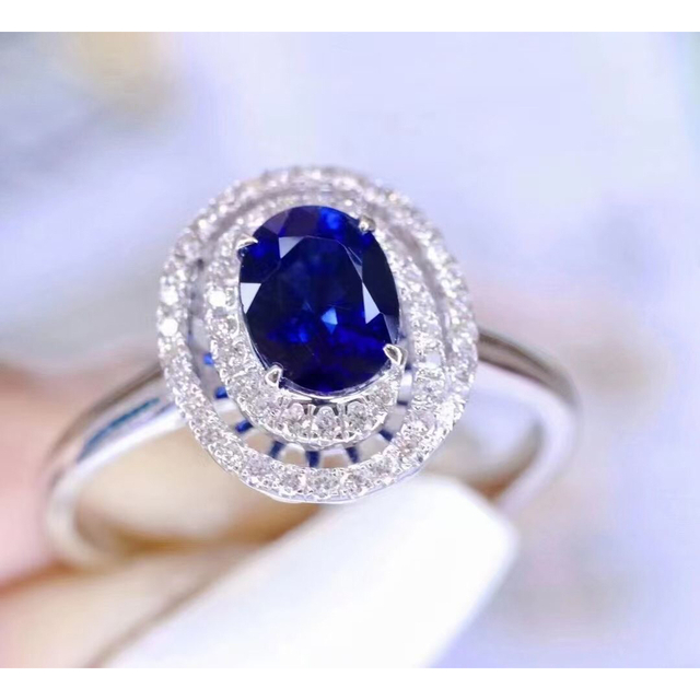 天然 ロイヤルブルーサファイア ダイヤ リング1.1ct k18 ¥ - リング(指輪)