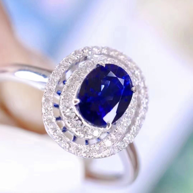 天然 ロイヤルブルーサファイア ダイヤ リング1.1ct k18 ¥ - リング(指輪)