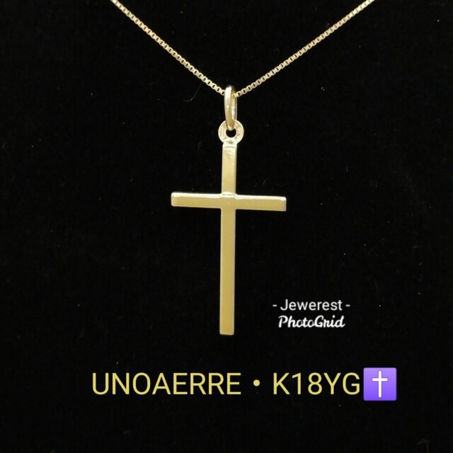 K18YG✝️UNOAERRE★ウノアエレ★✝️シンプル・クロス・ネックレス✝️K18