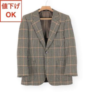 人気色 DAKS ダックス 千鳥格子 ウール ジャケット ブレザー ベージュ 茶