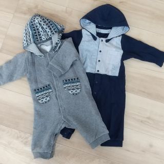 コムサコレクション(COMME ÇA COLLECTION)のコムサ 男の子ロンパース 2枚セット 70(カバーオール)