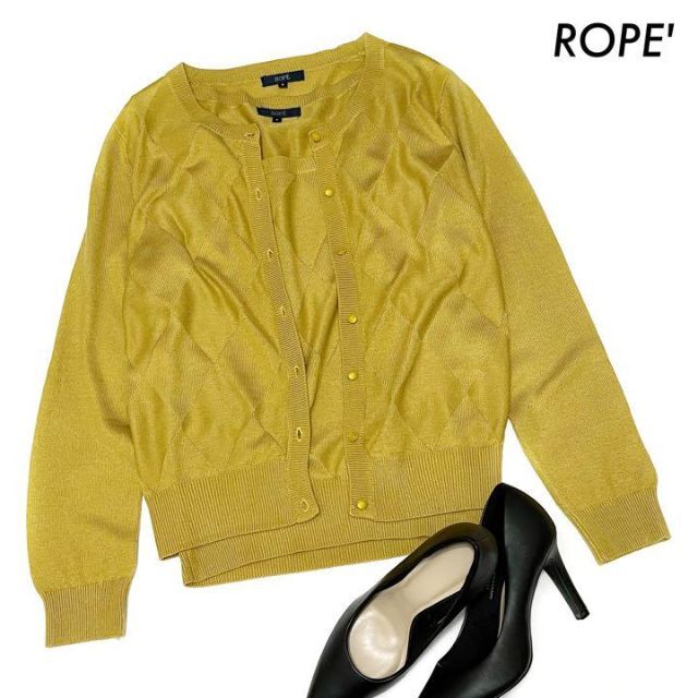 ROPE ロペ★アンサンブルニット カーディガン 半袖ニット カラシ 黄色