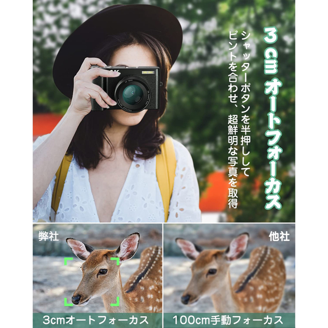 最安値 デジタルカメラ 4K 4800万画素 コンパクト デジカメ 説明書付き