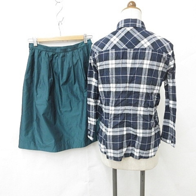 UNITED ARROWS green label relaxing(ユナイテッドアローズグリーンレーベルリラクシング)のグリーンレーベルリラクシング インディヴィスカート シャツ 2枚 緑 紺 40 レディースのスカート(ひざ丈スカート)の商品写真